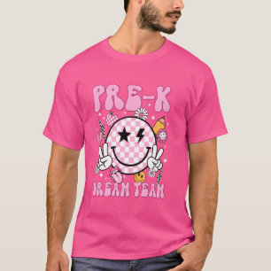 Camiseta Pré K Dream Team Groovy Primeiro Dia De Escola De 