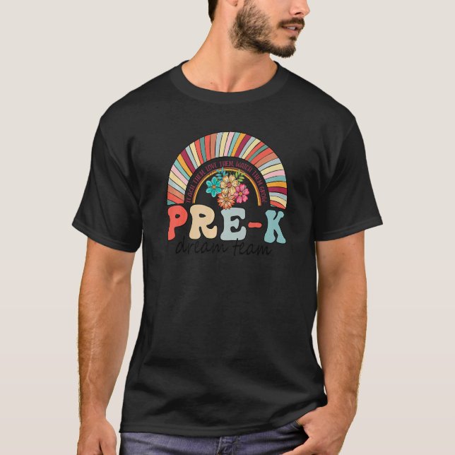 Camiseta Pré K Dream Team Rainbow Kinder Pre K Professor Ba (Frente)