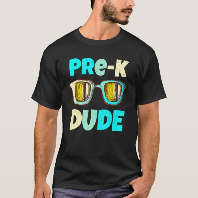 Camiseta Pré-K Dude Óculos De Sol Infantil Professor Primei (Frente)