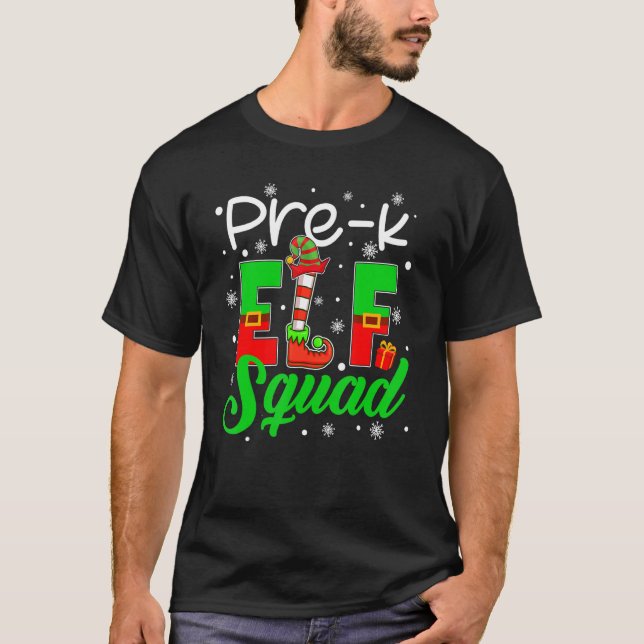 Camiseta Pre K ELF Squad  Christmas ELF Kids Teacher Group (Frente)