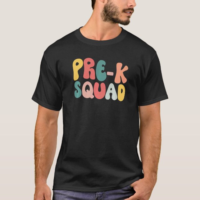 Camiseta Pré-K Equipe Esquadrão De Volta Para O Retro De Gr (Frente)
