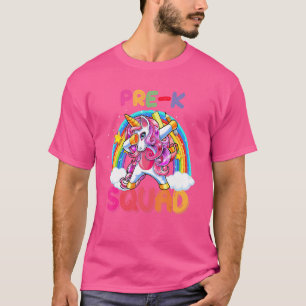Camiseta Pré-K Esquadrão Dabbing Unicorn Cute De Volta À Es