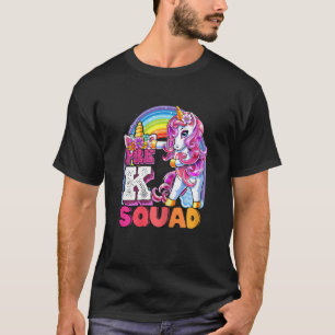 Camiseta Pré-K Esquadrão Dabbing Unicorn de volta às garota