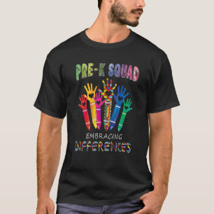 Camiseta Pré-K Esquadrão de Embrasão Diferenças Autismo Tea