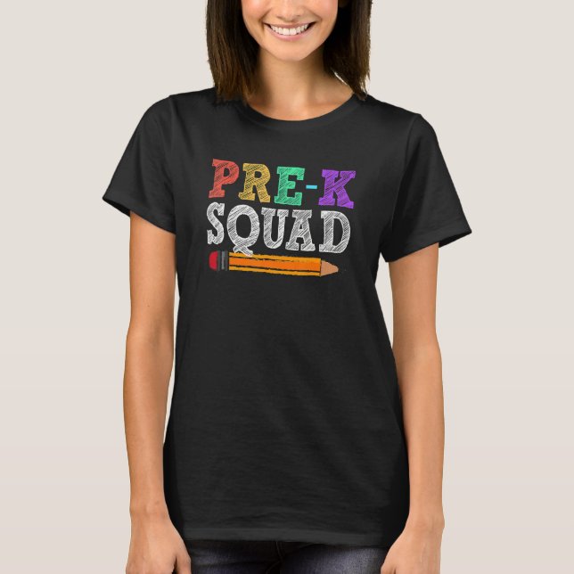 Camiseta Pré-K Esquadrão Pré K Voltar À Escola (Frente)