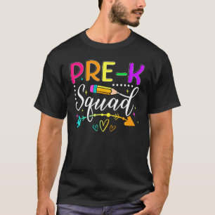 Camiseta Pré-k Esquadrão Primeiro Dia da Escola de Volta à