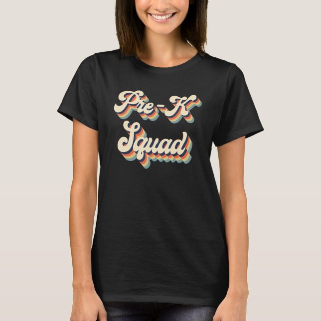 Camiseta Pré-K Esquadrão Retro Groovy De Volta À Rua De Pro (Frente)