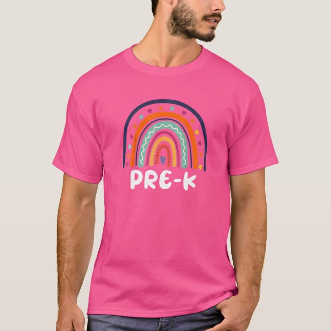 Camiseta Pré-K Kids Cute Rainbow Professores Dia 2022 Ba (Frente)