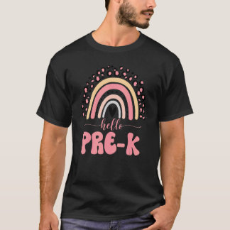Camiseta Pre K Leopard Rainbow Teacher Team Pre K Squad Gir