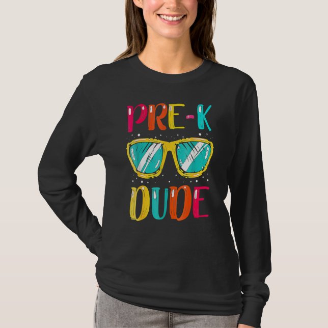 Camiseta Pré-K Meu Primeiro Dia De Pré-Escolas De Volta À E (Frente)