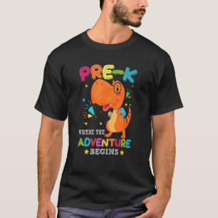 Camiseta Pré K Onde A Aventura Começa As Crianças Rex De Vo