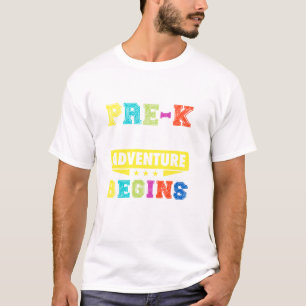Camiseta Pré-K Onde A Aventura Começa Dando De Volta Para S