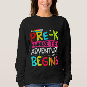 Camiseta Pré-k Onde A Aventura Começa No Primeiro Dia de Pr