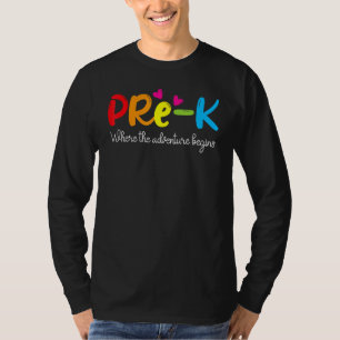 Camiseta Pré K Onde A Aventura Começa O Professor Mais Boni