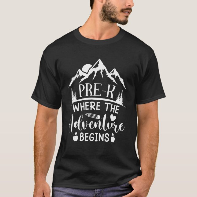 Camiseta Pré K Onde A Aventura Começa Os Professores Bo (Frente)