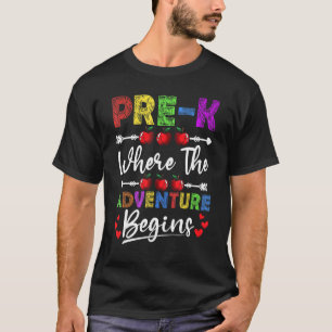 Camiseta Pré K Onde A Aventura Começa Um Professor Bonito
