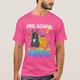 Camiseta Pré K Preschool Cara Bulldog Francês De Volta À Es