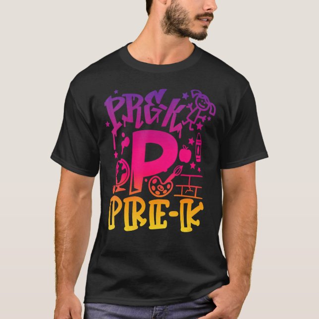Camiseta Pré K Primeiro Dia Da Escola De Volta À Escola (Frente)