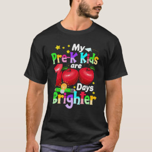 Camiseta Pré K Professor 100 dias Brighter 100º Dia da Esco