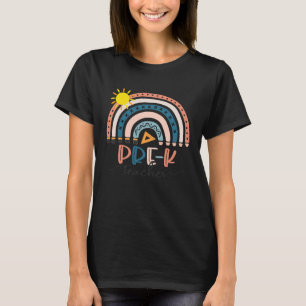 Camiseta Pré-K Professor Boho Rainbow Dia do Professor