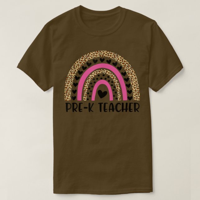 Camiseta Pré K Professor Engraçado Leopard Arco-Íris De Vol (Frente do Design)