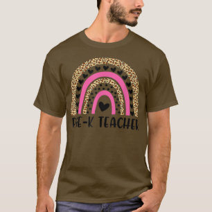 Camiseta Pré K Professor Engraçado Leopard Arco-Íris De Vol
