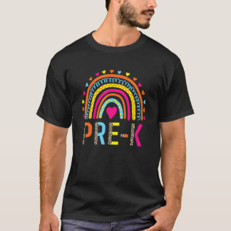 Camiseta Pré K Professor Leopard Rainbow Volta À Escola