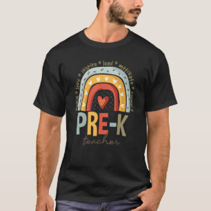 Camiseta Pré K Professor Life Boho Rainbow De Volta À Escol