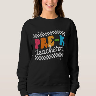Camiseta Pré K Professora Engraçado Feliz Primeiro Dia Da E