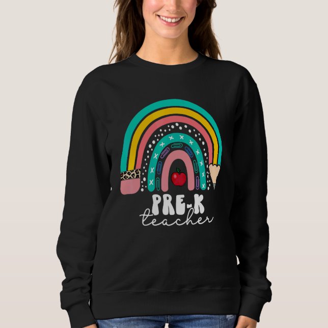 Camiseta Pré K Professores Kid Jarten Esquadrão Rainbow Bac (Frente)