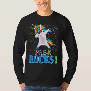 Camiseta Pré-K Rocks Dabbing Unicorn para Equipe Pré-K
