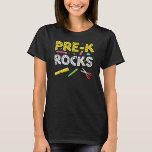 Camiseta Pré-K Rocks De Volta Ao Professor Escolar