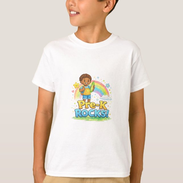 Camiseta Pré-K Rocks – Design Minimalista Fofo (Frente)