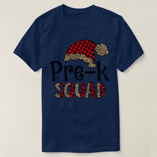 Camiseta Pré K Santa Hat Buffalo Xadrez Leopard Funny Xmas (Frente do Design)