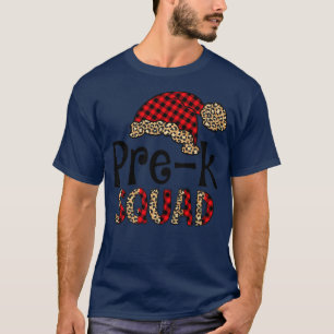 Camiseta Pré K Santa Hat Buffalo Xadrez Leopard Funny Xmas