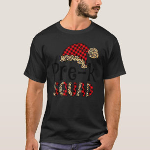 Camiseta Pré K Santa Hat Buffalo Xadrez Leopard Funny Xmas