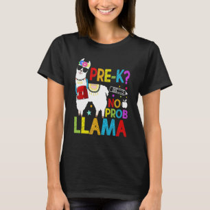Camiseta Pré-K Sem Prob Llama De Volta À Escola No Primeiro