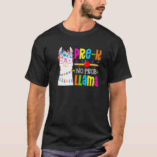 Camiseta Pré K Sem Prob Llama Estudante Primeiro Dia da Esc