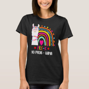 Camiseta Pré K Sem Prob Llama Professor Rainbow De Volta À