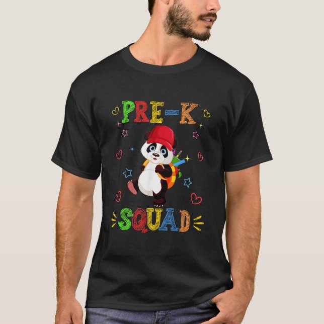 Camiseta Pre-K Squad Panda Back To School (Frente)