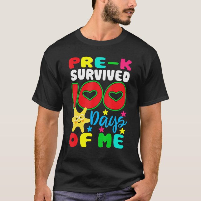 Camiseta Pre-k Survived 100 Days Of Me for Teacher Child Gi (Frente)