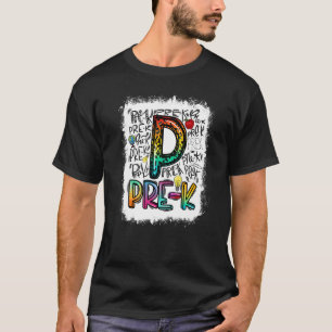 Camiseta Pré-K Tipografia Sangrenta Professor de Pré-Escola