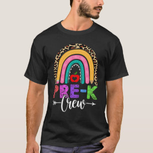 Camiseta Pré-K Tripulação Arco-Íris Leopard Professor de tr