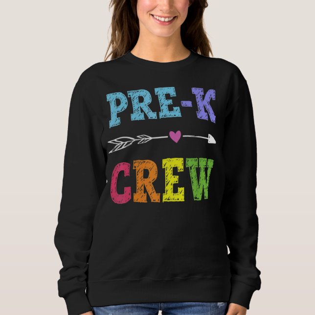 Camiseta Pré-K Tripulação Pré-K Professores De Volta À Esco (Frente)