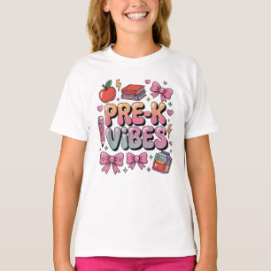 Camiseta Pré-k Vibes Arco Coquette de volta ao professor es