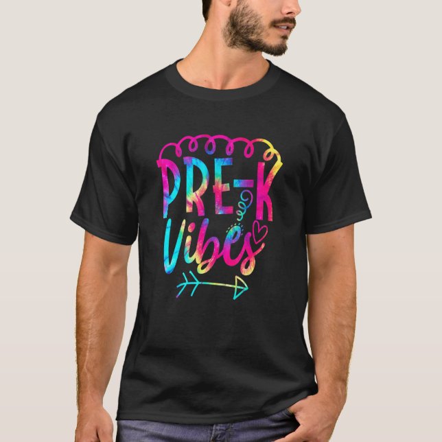 Camiseta Pré-K Vibes De Volta Para O Professor De Ti Dye (Frente)