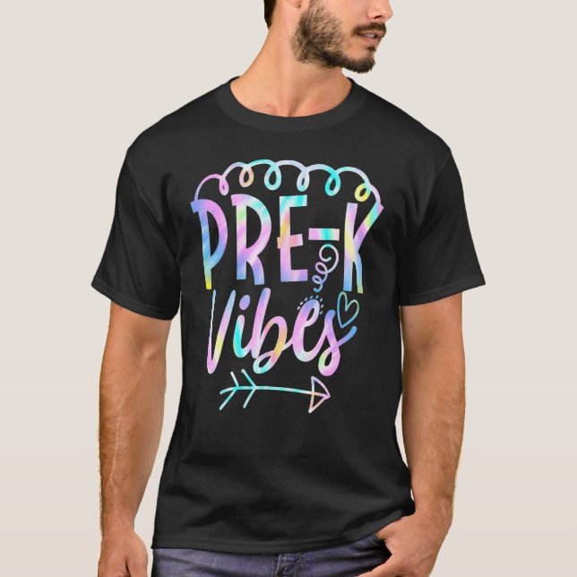 Camiseta Pré-K Vibes De Volta Para O Professor De Ti Dye (Frente)