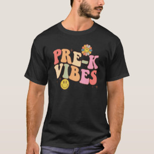 Camiseta Pré-K Vibes Pré-Escolas Retro Professor Vintage