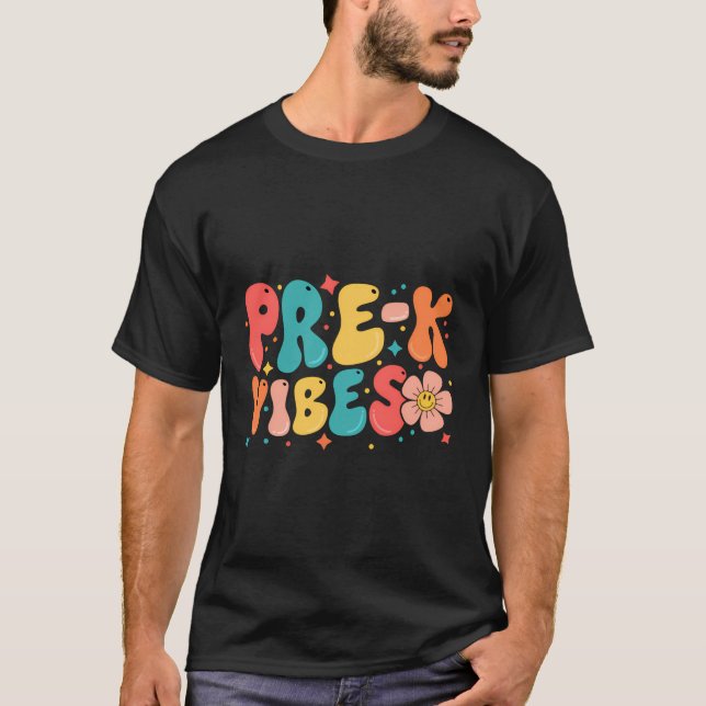 Camiseta Pré-K Vibes Pré-Jardim De Infância De Volta À Prim (Frente)