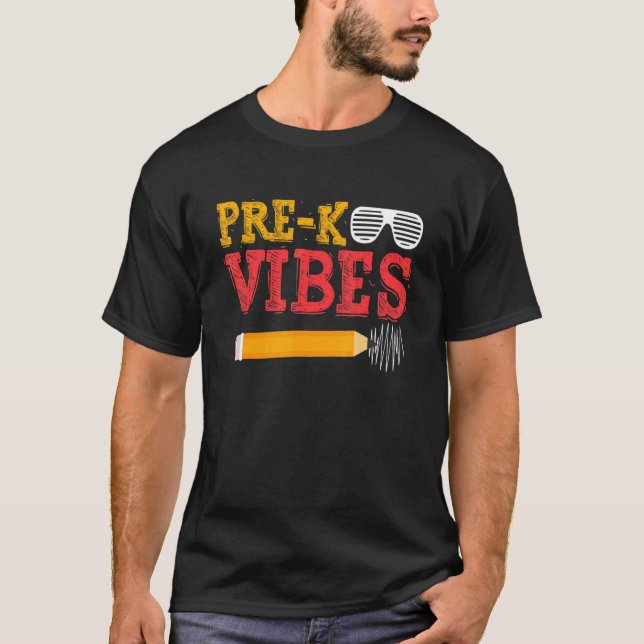 Camiseta Pré K Vibes Pré K Voltar À Escola (Frente)